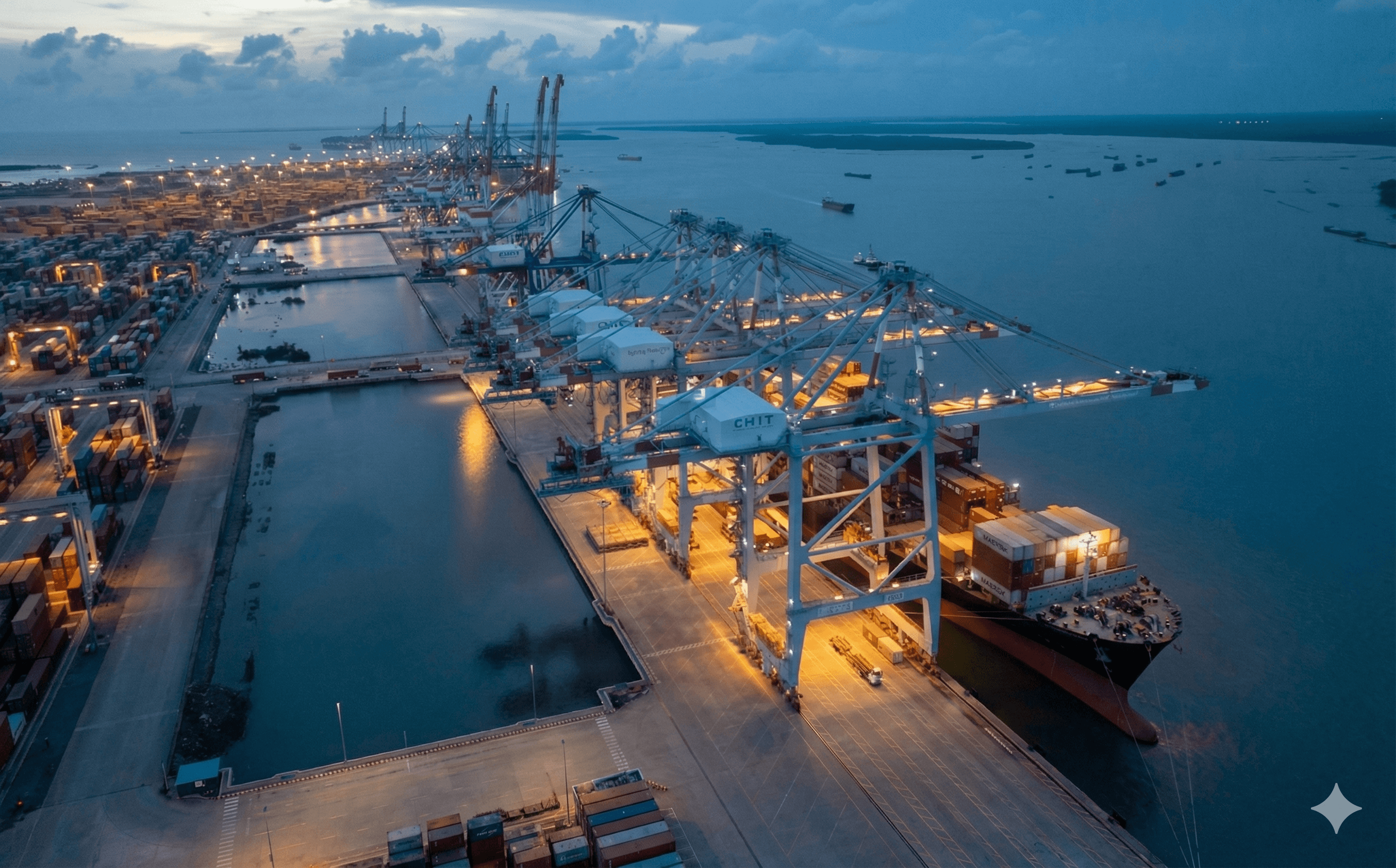 Shipping dock with export-ready containers